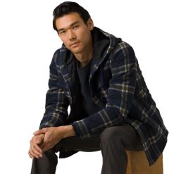 New ❤️ prAna Asgard Hooded Flannel Shirt Men's 🧨 -PrAna Sales Store NAU D5